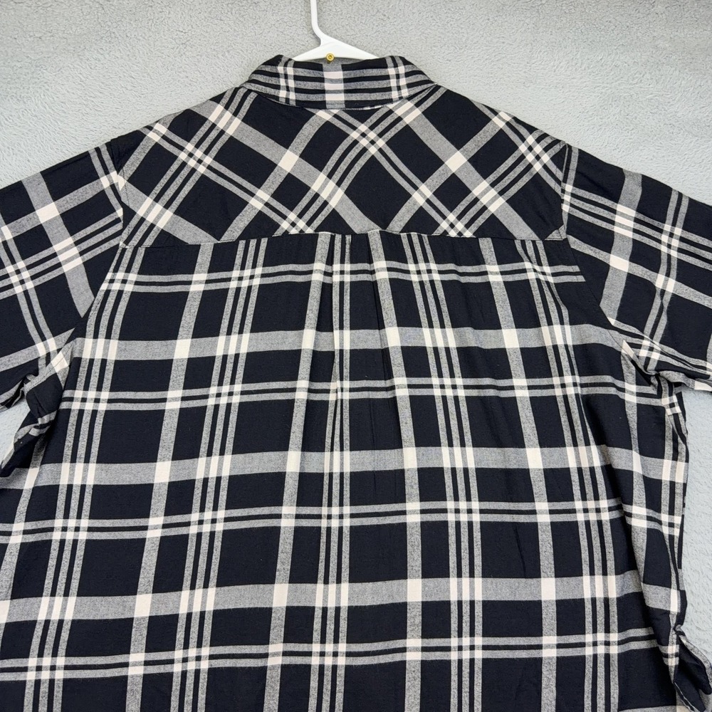 Lane Bryant Shirt Womens 22/24 Black Plaid Button Up Long Sleeve No Peek Tunic - Picture 6 of 14